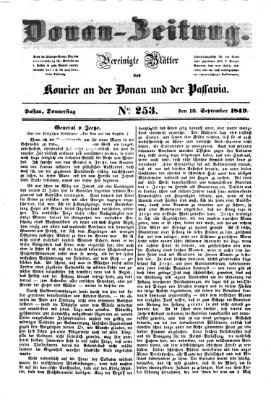 Donau-Zeitung Donnerstag 13. September 1849