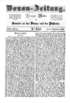 Donau-Zeitung Freitag 14. September 1849