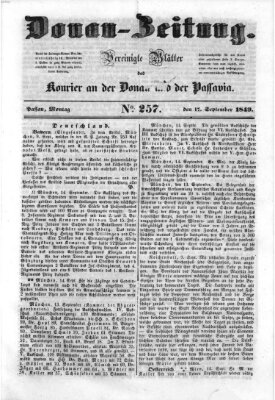 Donau-Zeitung Montag 17. September 1849