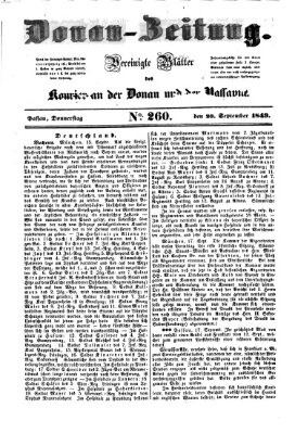 Donau-Zeitung Donnerstag 20. September 1849