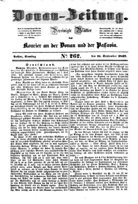 Donau-Zeitung Samstag 22. September 1849