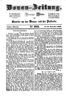 Donau-Zeitung Mittwoch 26. September 1849