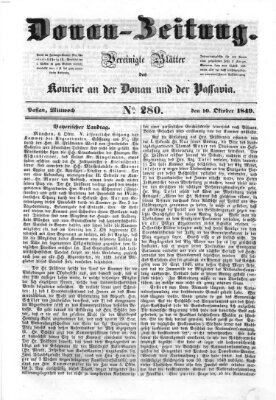 Donau-Zeitung Mittwoch 10. Oktober 1849