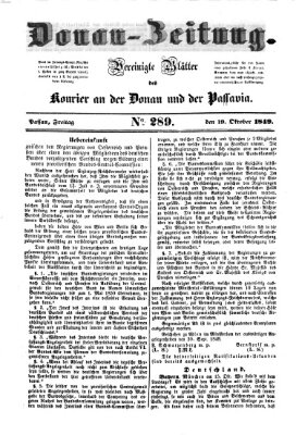 Donau-Zeitung Freitag 19. Oktober 1849