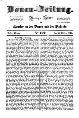 Donau-Zeitung Montag 22. Oktober 1849