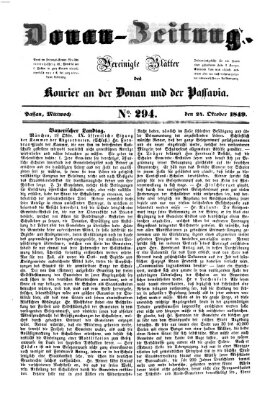 Donau-Zeitung Mittwoch 24. Oktober 1849