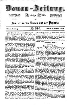 Donau-Zeitung Samstag 10. November 1849