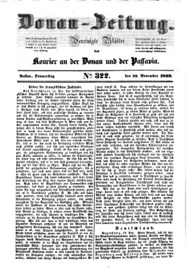 Donau-Zeitung Donnerstag 22. November 1849