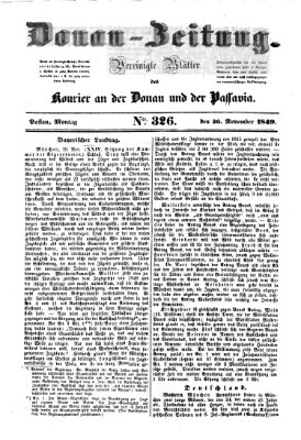 Donau-Zeitung Montag 26. November 1849