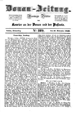 Donau-Zeitung Donnerstag 29. November 1849