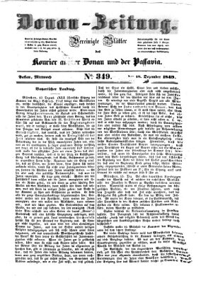 Donau-Zeitung Mittwoch 19. Dezember 1849