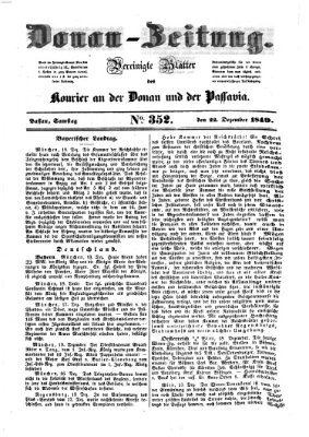 Donau-Zeitung Samstag 22. Dezember 1849