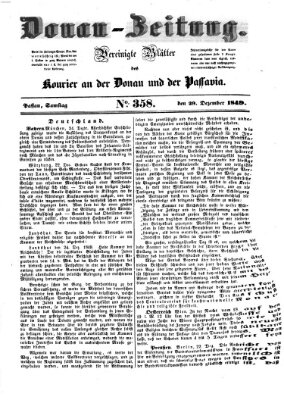 Donau-Zeitung Samstag 29. Dezember 1849