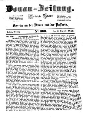 Donau-Zeitung Montag 31. Dezember 1849