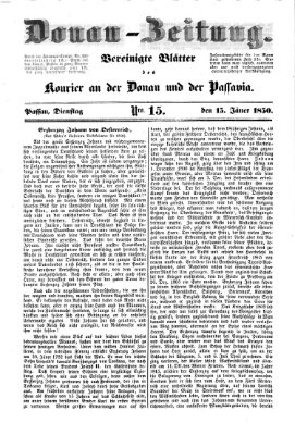 Donau-Zeitung Dienstag 15. Januar 1850