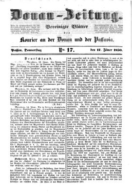 Donau-Zeitung Donnerstag 17. Januar 1850