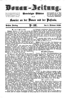 Donau-Zeitung Freitag 1. Februar 1850