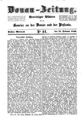 Donau-Zeitung Mittwoch 13. Februar 1850