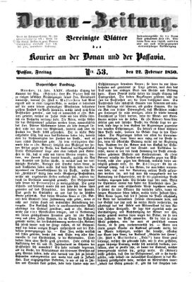 Donau-Zeitung Freitag 22. Februar 1850