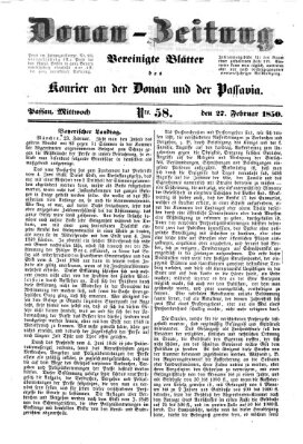 Donau-Zeitung Mittwoch 27. Februar 1850