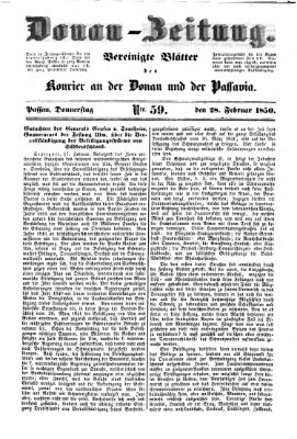 Donau-Zeitung Donnerstag 28. Februar 1850