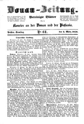 Donau-Zeitung Samstag 2. März 1850