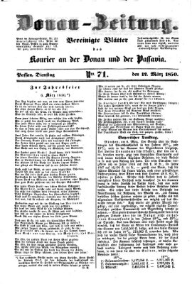 Donau-Zeitung Dienstag 12. März 1850