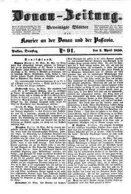 Donau-Zeitung Dienstag 2. April 1850