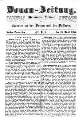 Donau-Zeitung Donnerstag 18. April 1850