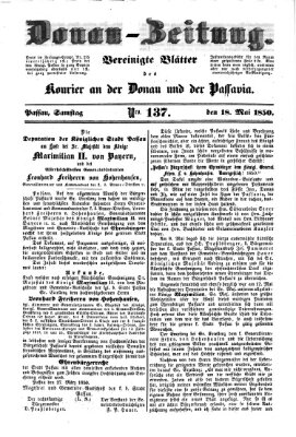 Donau-Zeitung Samstag 18. Mai 1850