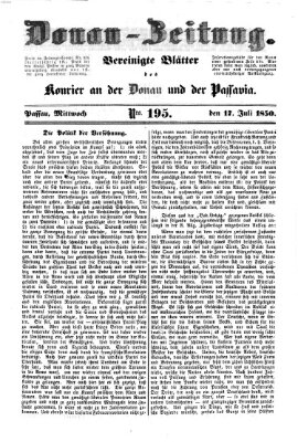 Donau-Zeitung Mittwoch 17. Juli 1850