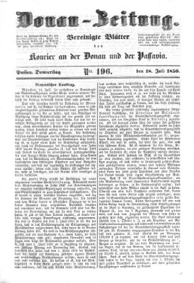 Donau-Zeitung Donnerstag 18. Juli 1850