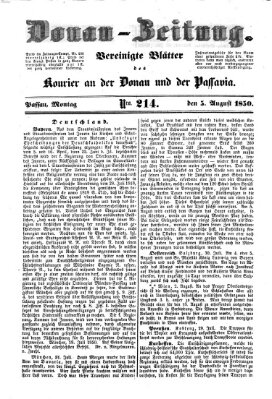 Donau-Zeitung Montag 5. August 1850