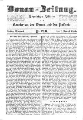 Donau-Zeitung Mittwoch 7. August 1850