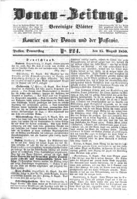 Donau-Zeitung Donnerstag 15. August 1850