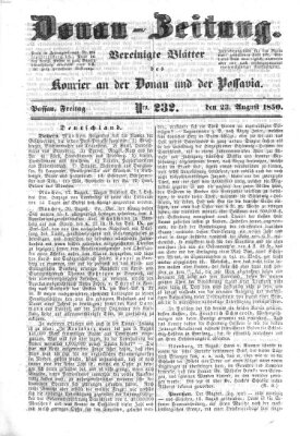 Donau-Zeitung Freitag 23. August 1850