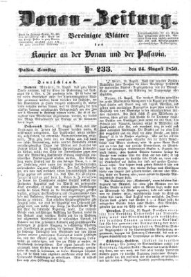 Donau-Zeitung Samstag 24. August 1850