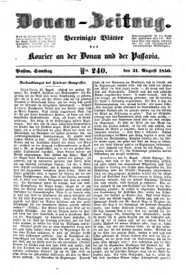 Donau-Zeitung Samstag 31. August 1850