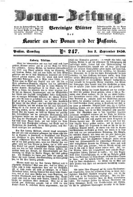 Donau-Zeitung Samstag 7. September 1850