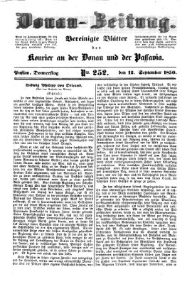 Donau-Zeitung Donnerstag 12. September 1850