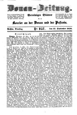 Donau-Zeitung Dienstag 17. September 1850