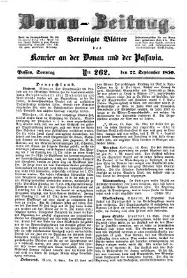 Donau-Zeitung Sonntag 22. September 1850