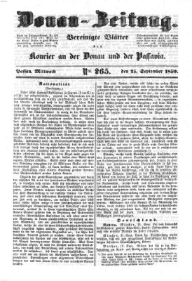 Donau-Zeitung Mittwoch 25. September 1850