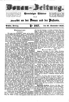 Donau-Zeitung Freitag 27. September 1850