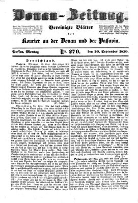 Donau-Zeitung Montag 30. September 1850