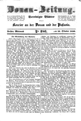 Donau-Zeitung Mittwoch 16. Oktober 1850