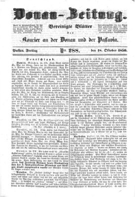 Donau-Zeitung Freitag 18. Oktober 1850