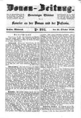 Donau-Zeitung Mittwoch 23. Oktober 1850