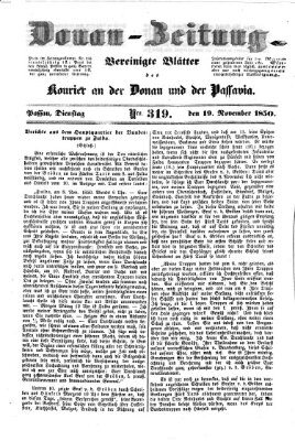 Donau-Zeitung Dienstag 19. November 1850