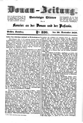 Donau-Zeitung Samstag 30. November 1850